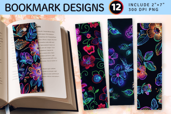 Neon Flowers Bookmark Design